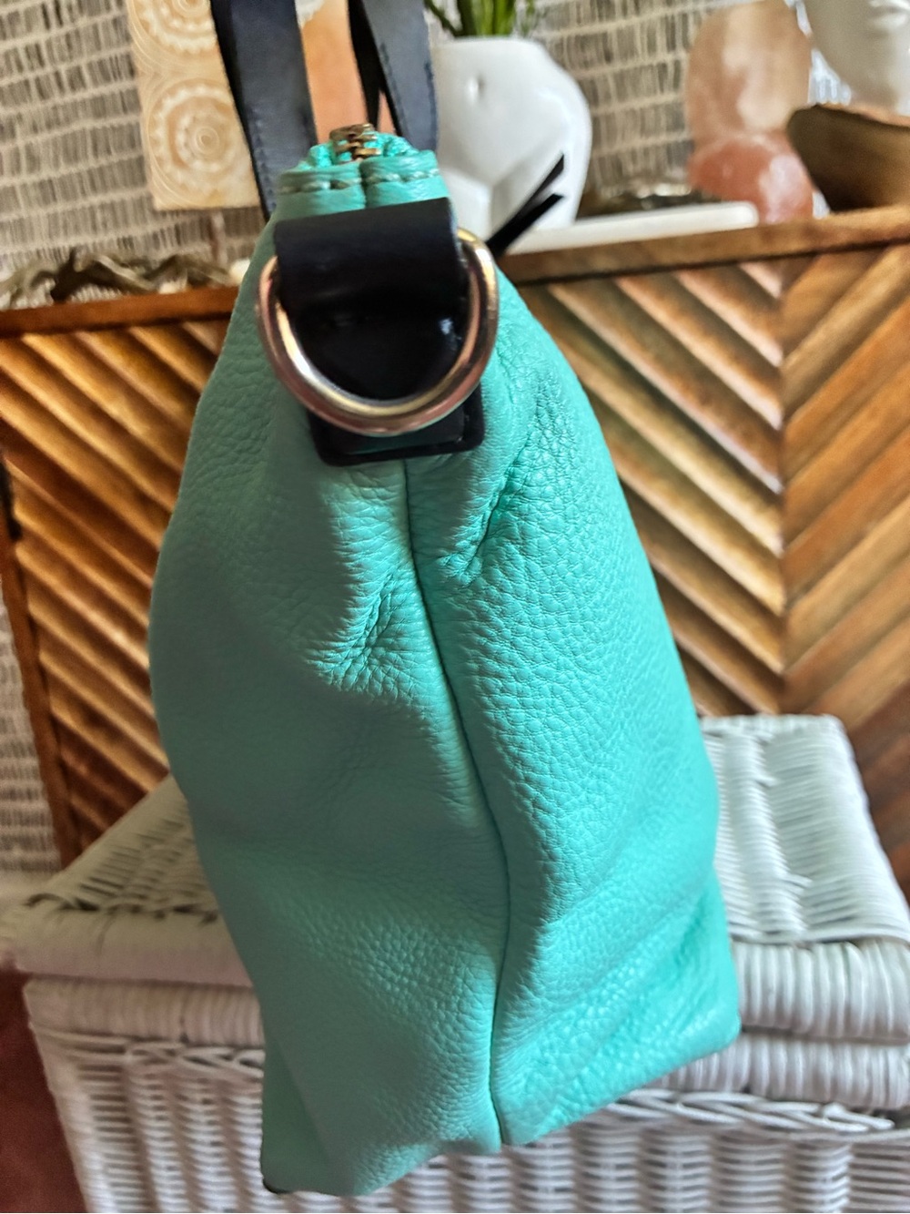 RARE Kate Spade New York Leroy Street Linsley Shoulder Bag Teal Turquoise Leathe - Picture 5 of 11